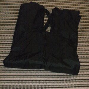 PERFORMANCE OUTFITTERS Black Nylon Bib Snow Pants Front Zip Adjustable Straps M